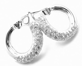 Authentic! Van Cleef &amp; Arpels 18k White Gold Diamond Hoop Earrings Paper - £9,908.08 GBP