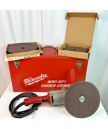 Milwaukee Heavy Duty Sander Grinder Model # 6036 w/ Metal Case &amp; Discs -... - £155.82 GBP