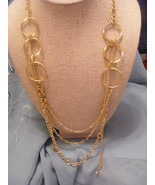 GOLDTONE HOOP AND LINK CHAIN MULTIPLE STRAND NECKLACE - £9.74 GBP
