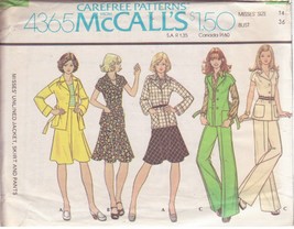 McCALL&#39;S 1974 PATTERN 4365 SIZE 14 MISSES’ JACKET, SKIRT AND PANTS - $3.00