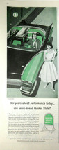 Vintage Print Ad 1956 Quaker State Motor Oil Green Ford Mystere Woman Ma... - $9.85