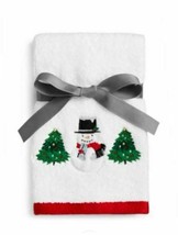 Martha Stewart Holiday Snowman 2-pc 11 x 18&quot; Fingertip Guest Towel T4102553 - £15.02 GBP