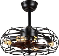 Asyko 20-Inch Caged Ceiling Fan With Lights And Remote Control, Small In... - £102.67 GBP