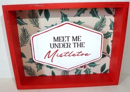 Meet Me Under The Mistletoe Shadowbox Wood Sign Holiday Decor Sits Upright - £7.00 GBP