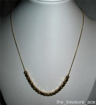 18&quot; Gold Tone Beaded Necklace Square Round Metal Choker ~N031 NWOT Trendy - £8.52 GBP