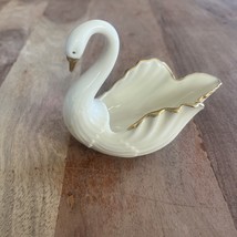 Vintage Lenox White Swan Trinket Dish Gold Trim 24K - $281.43 MXN