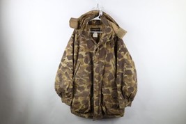 Vtg 90s Streetwear Mens XL Distressed Camouflage Full Zip Hooded Puffer ... - $108.85
