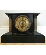 Antique Cast Iron Mantel Clock ANSONIA rare pillar mantle pendulum - $4,919.33 MXN