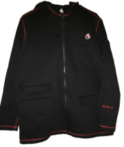 Men Small hoodie zip up  black red trim long sleeve pockets - £12.68 GBP