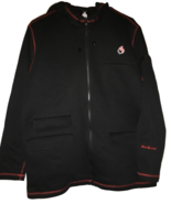 Men Small hoodie zip up  black red trim long sleeve pockets - £12.45 GBP