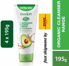 Eversoft Face Wash Facial Cleanser 100% Organic Avocado &amp; Rice Bran Oil 4x195g - £63.61 GBP