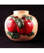 Ceramic Pottery Bean Pot Hand Thrown, Applied Apple Bah Relief Decoration - £15.72 GBP