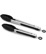 2 Pack Black Kitchen Tongs, Premium Silicone BPA Free Non-Stick Stainles... - $268.28 MXN