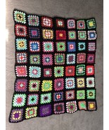 Crochet Granny Square Afghan Roseanne Dark Shadow Blanket Throw Vintage ... - £42.72 GBP