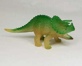 Triceratops Dinosaur Figure Vintage Translucent Yellow Green Hong Kong S... - $14.70