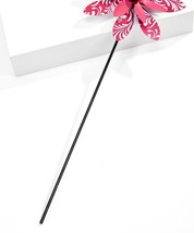 Spinning Flower Garden Stakes Set of 4 Metal Single Prong 18.5" High Red Pink image 2