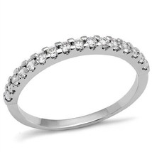 Dainty Round Simulated Diamond Half Eternity Band Rhodium Plated Engagement Ring - £38.54 GBP