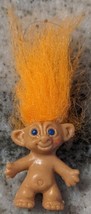 Vintage Russ Good Luck Mini Troll - 1 1/2&quot; Russ Troll  Doll w Orange Hair - £7.06 GBP