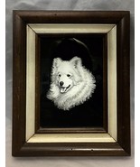 Samoyed Dog  3D head papercut artwork framed 10”x8” vintage - £63.34 GBP