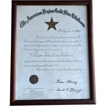 WWII American Legion Gold Star Citation Named Death Military Service 194... - $23.38