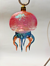glass ornament jellyfish jelly fish glass glitter 3 1/2” ornament beach 379 - $409.22 MXN
