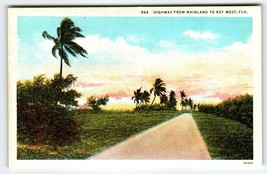 Highway From Mainland Key West Florida Postcard Linen Vintage Unused Cur... - £10.09 GBP