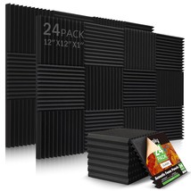 24 Pack Acoustic Panels, 1&quot; X 12&quot; X 12&quot; Acoustic Foam Panels, Sound Proo... - £38.36 GBP