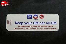 71 Pontiac 350-2V AT/MT Keep Your GM All GM Air Cleaner Decal PF 6486106... - £15.30 GBP