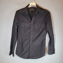 Helix Mens Shirt Medium 00/12 No 13 Gray with Black Stripes Snap Closure... - £8.64 GBP