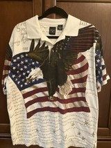 Junction West Men&#39;s Declaration of Independence Polo Shirt M Eagle Ameri... - $11.88