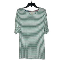 Matilda Jane Tunic T-Shirt Top Size Small White With Green Stripes Flare Sleeves - £15.58 GBP