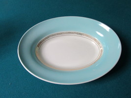 American Limoges oval bowl Federal Araby Blue model, golden leaves rare [50] - £43.52 GBP