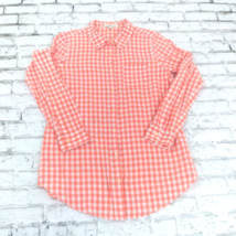 Olive &amp; Oak Button Up Shirt Womens Medium Orange Plaid Long Sleeve Collared  - $17.99