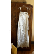 Vintage 1990&#39;s Jessica McClintock white bustle back dress has some stain... - $39.59