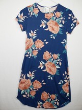 Vintage Love Spell Mini Dress Size S Blue Floral Pink Roses - £31.46 GBP