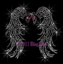 Angel Wings - Dance Ballet Shoe - Iron on Rhinestone Transfer Bling Hot Fix Mom - $13.99