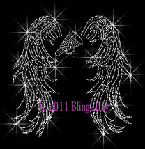 Angel Wings - Cheer Megaphone - Iron on Rhinestone Transfer Bling Hot Fi... - £11.00 GBP