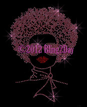 Rhinestone Transfer Afro Lady - Hot Pink - Stud Iron on Bling Hot Fix Girl Women - £8.76 GBP
