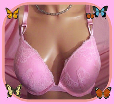 38C Soft Pink Butterfly Lace Extreme Lift Victorias Secret Plunge Push Up Uw Bra - £31.96 GBP