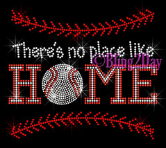Baseball Stitching - No Place Like HOME - Iron on Rhinestone Transfer Bling Hot  - £10.23 GBP