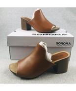 Sonoma Mules Heel Womens 10 Faux Leather Peep Toe Slip On Chucky Block - $34.77