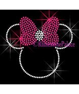 Hot Pink BOW - Minnie - Iron on Rhinestone Transfer Bling Hot Fix Mouse ... - £5.57 GBP