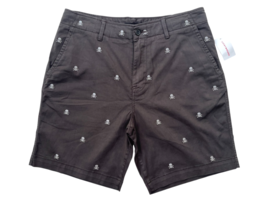 Lucky Brand Mens 34 Raven Embroidered Skull 9&quot; Stretch Twill Short - $33.24