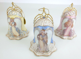 3 Bradford Heavenly Harmony Angel Bell Ornaments Hope Love Humility VTG Set Lot - £39.80 GBP