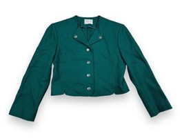 Vtg Pendleton Hunter Green Wool Cropped Women’s Fitted Blazer Jacket Sz 8 - £29.87 GBP