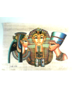 Papyrus Paper King Tut Queen Nefertiti Cleopatra Painting Egyptian Handm... - $20.53