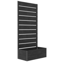 Outdoor Raised Bed Planter with Slatted Fence Trellis in Black Wood Finish - $5,732.79 MXN