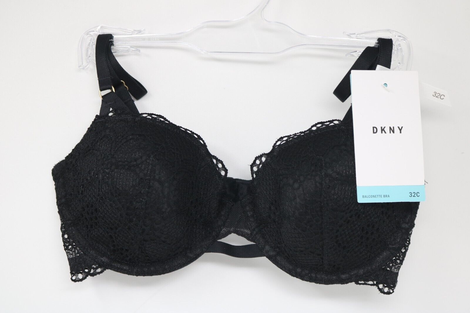 Primary image for DKNY DK4500 Superior Lace Underwire Balconette Bra Size 32C Black NWT