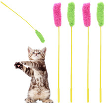 4 Pc Cat Toy Teaser Wand Catcher Stick Exerciser Interactive Toy Pet Play Kitten - £15.93 GBP