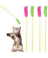 4 Pc Cat Toy Teaser Wand Catcher Stick Exerciser Interactive Toy Pet Pla... - £16.50 GBP